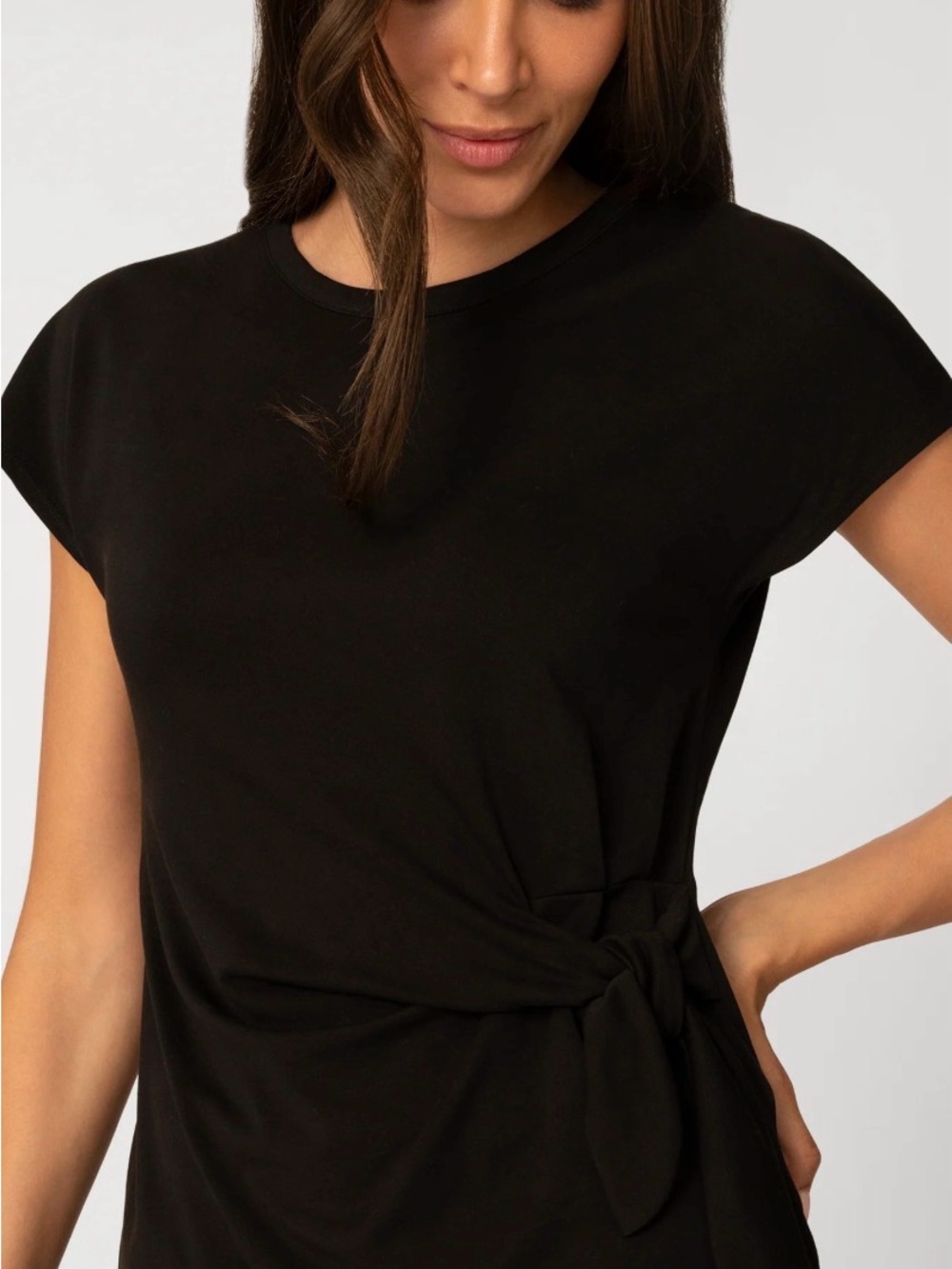 Cable & Gauge Black Side-Tie Cap Sleeve Tee